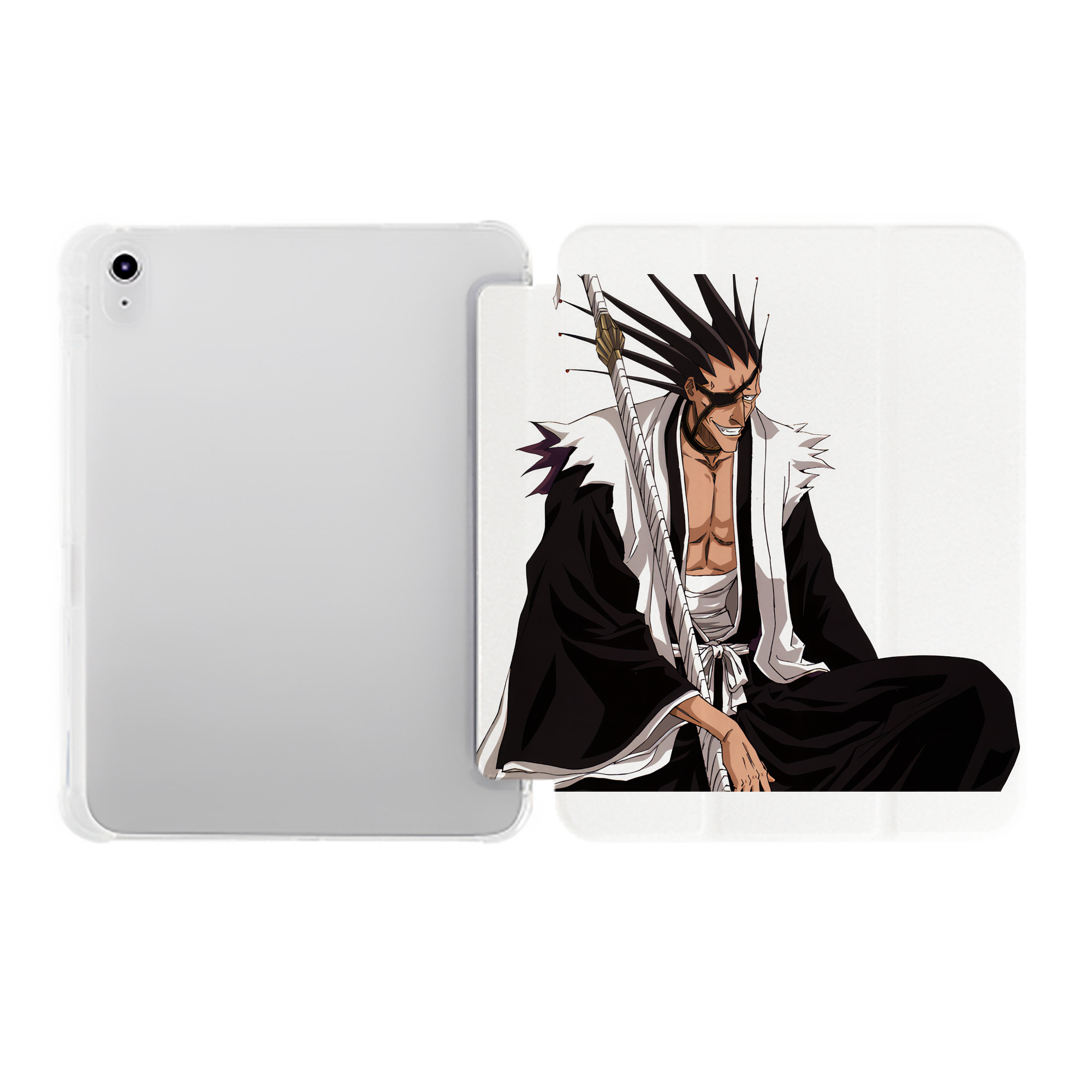 （画像用） ブリーチ ざらき けんぱち BLEACH Zaraki Kenpachi IPad ケース ペン収納付き 三つ折りスタンド PUレザー×シリコン 対応機種9.5/10.5/10.9インチ